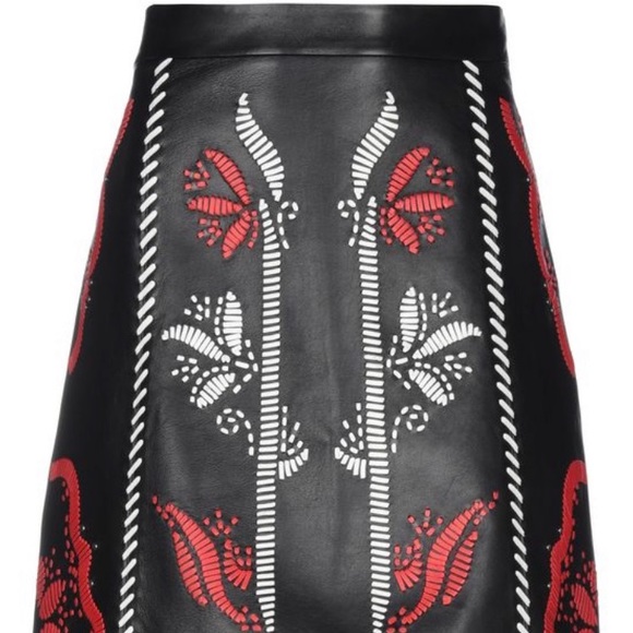 Drome Knee Length Leather Skirt